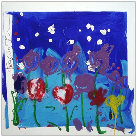 MASSIMO FALSETTI Roma 1955 Senza titolo Olio e smalti su tela 80 x 80. Firma...