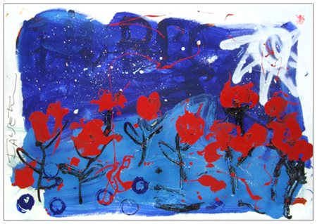 MASSIMO FALSETTI Roma 1955 Senza titolo 2008 Olio e smalti su tela 70 x 100....