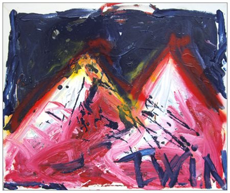 MASSIMO FALSETTI Roma 1955 Twin 1997 Olio e smalti su tela 50 x 60. Titolo in...