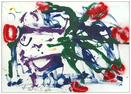 MASSIMO FALSETTI Roma 1955 Senza titolo 2013 Olio e smalti su tela 50 x 70....