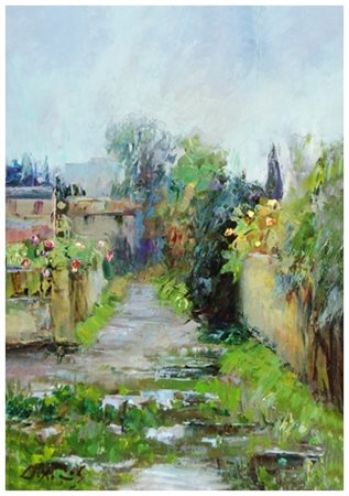 GIO BATTA LEPORI Livorno 1911 – 2002 Paesaggio in primavera 1988 Olio su...