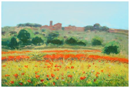 GIORGIO LUXARDO Livorno 1937 Papaveri (Lorenzana) Olio su tela 30 x 40. Firma...