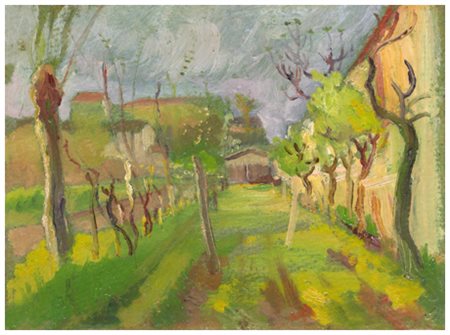 SANTI MACCHIA Pisa 1884 – 1964 La Chiusa 1937 Olio su cartone 20 X 27,5....