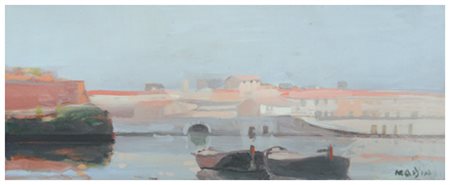 MARIO MADIAI Livorno 1944 Senza titolo Olio su tavola 14 x 35. Firma in b. a...