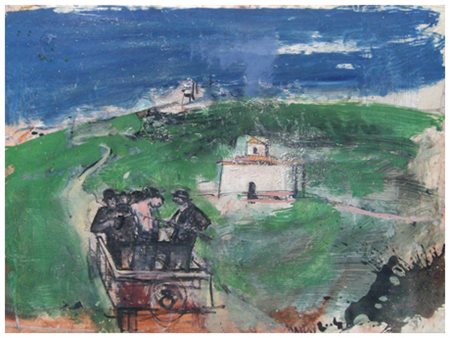 MARIO MADIAI Livorno 1944 Senza titolo Olio su tavola 50 x 70. Firma in b. a d.