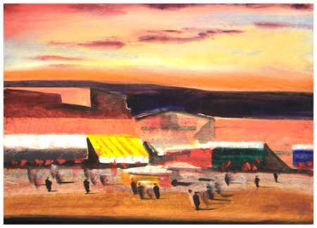 SALVATORE MAGAZZINI Pistoia 1955 Marrakech Olio su tavola 50 x 70. Firma in...