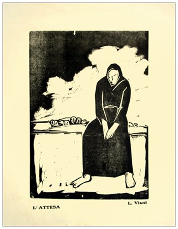 LORENZO VIANI Viareggio 1882 – Ostia 1936 L’attesa Xilografia. Firma stampata...