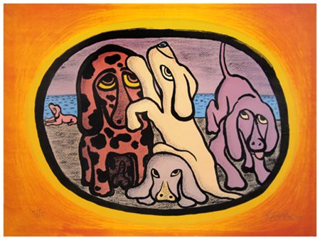 GIUSEPPE VIVIANI Agnano Pisano 1898 – Pisa 1965 Gruppo di cani 1963...