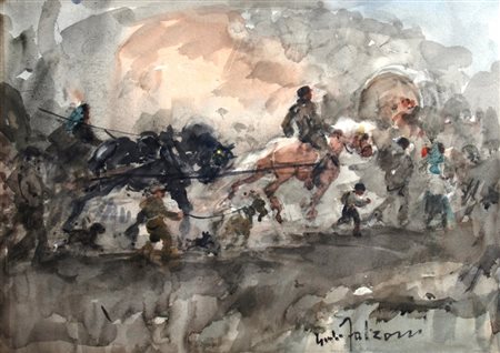 FALZONI GIULIO (Marmirolo 1900 - Milano 1978) "Nomadi" Acquerello su carta...