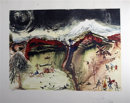 DALI' SALVADOR (Figueras 1904 - Figueras 1989) "Senza titolo" Litografia...