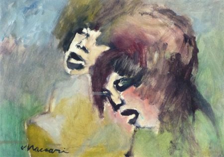 MACCARI MINO (Siena 1898 - Roma 1989) "Volti" Olio su cartone telato cm. H:...