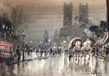 FALZONI GIULIO (Marmirolo 1900 - Milano 1978) "Westminster abbey" 1974...