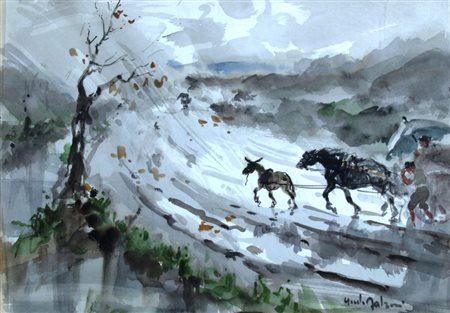 FALZONI GIULIO (Marmirolo 1900 - Milano 1978) "Senza titolo" Acquerello su...