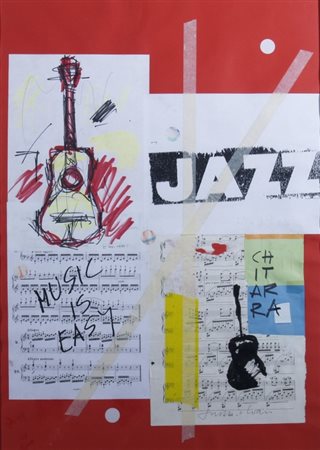 CHIARI GIUSEPPE (Firenze 1926 - Firenze 2007) "Music is easy" Collage su...