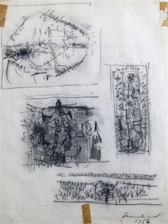 SCANAVINO EMILIO (Genova 1922 - Milano 1986) "Studio" 1954 Carboncino su...