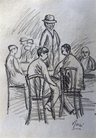 ROSAI OTTONE (Firenze 1895 - Ivrea 1957) "Figure" Carboncino su carta cm. H:...