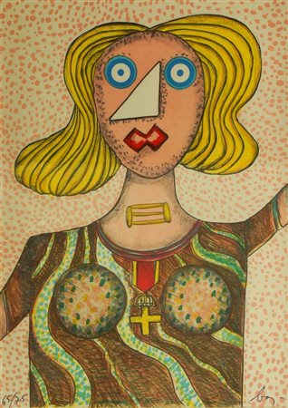 BAJ ENRICO Milano 1924 – 2003 Vergiate "Swedish lady" 1972 70x50 litografia a...