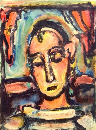 ROUAULT GEORGES F 1871 - 1958 "Pierrot" 35x26 litografia a colori Opera...