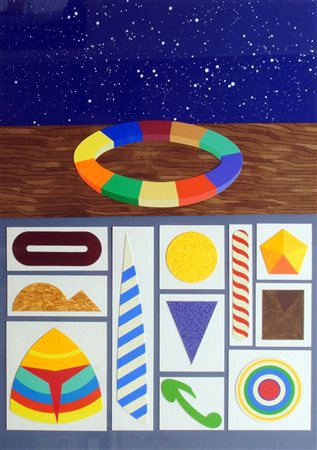 DEL PEZZO LUCIO Napoli 1933 "Senza titolo" 102x76 litografia a colori con...