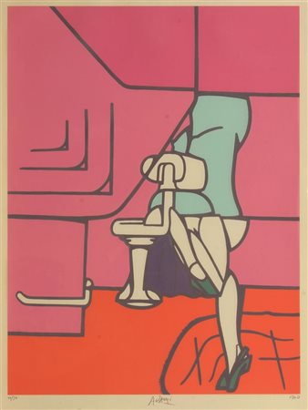 ADAMI VALERIO Bologna 1935 "Senza titolo" 1970 70x50 foglio, 55x41 litografia...