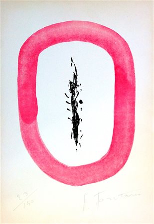 FONTANA LUCIO Rosario 1899 - 1968 Varese "Concetto spaziale" 50x35 litografia...