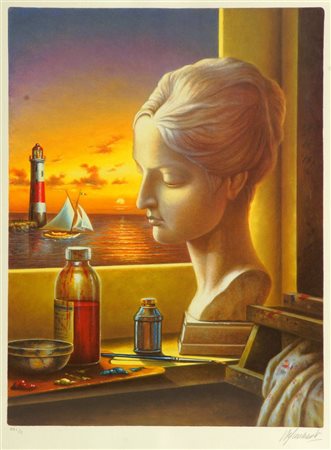 NUNZIANTE ANTONIO Napoli 1956 "Verso la dimensione del sogno" 60x50 foglio,...