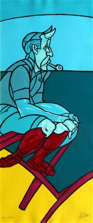 ADAMI VALERIO Bologna 1935 "Senza titolo" 71x30 serigrafia a colori, es....