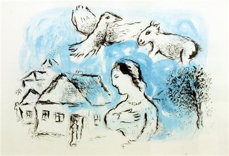 CHAGALL MARC Vitebsk (URSS) 1887 - 1985 Saint-Paul de Vence (F) "Le village"...