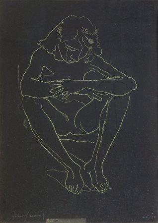 CASORATI FELICE Novara 1883 - 1963 Torino "Figura seduta" 34x24,5 litografia,...