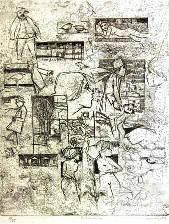 EANDI FERNANDO Torino 1926 "Ricordare" 1972 64,5x49,5 foglio, 36x28,5...