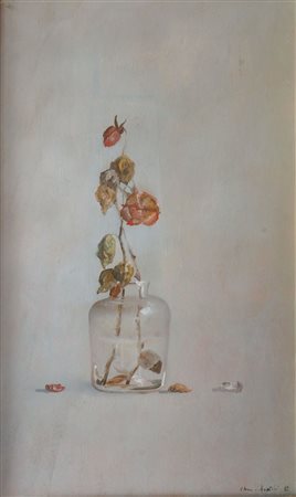 BONICHI CLAUDIO Novi Ligure (AL) 1943 "Rose" 1987 37x61 olio su tavola Opera...