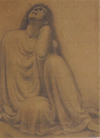 REVIGLIONE MARIO Torino 1883 - 1965 "Studio per Notturno" 1921 46x33 disegno...