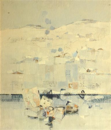 EANDI FERNANDO Torino 1926 "D'inverno sul Po" 1987 70x60 olio su tela Opera...