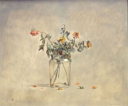 BONICHI CLAUDIO Novi Ligure (AL) 1943 "Fiori secchi" 1987 74x89 olio su tela...