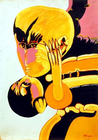 BRINDISI REMO Roma 1918 - 1996 Milano "Maternità" 1972 70x50 olio su tela...