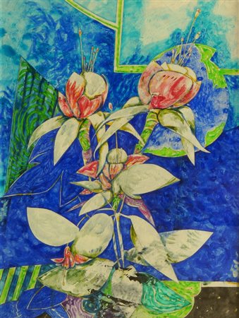 DOVA GIANNI Roma 1925 - 1991 Milano "Fiore bianco" 1980/81 50x38 tecnica...