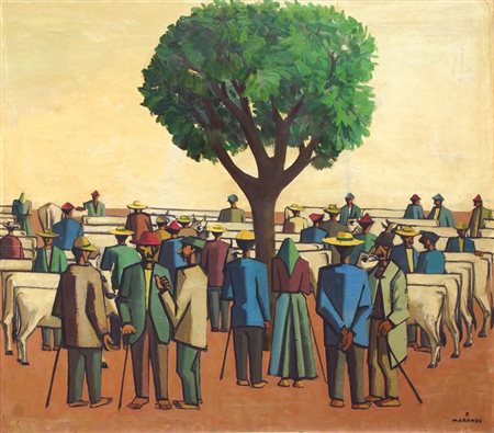 MORANDO PIETRO Alessandria 1892 - 1980 "Mercato del bestiame nel Monferrato"...