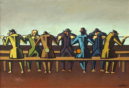 MORANDO PIETRO Alessandria 1892 - 1980 "Albergo della corda" anni '960 60x85...