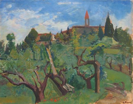 FUNI ACHILLE Ferrara 1890 - 1972 Appiano Gentile (CO) "Paesaggio toscano"...