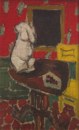 DA MILANO GIULIO F 1895 - 1990 Torino "Interno con tavolo e statua" 1942...