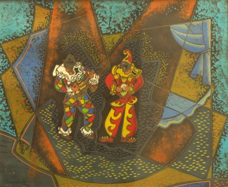 ORIANI PIPPO Torino 1909 - 1972 Roma "Clown all'italiana" anni '960/70 50x60...