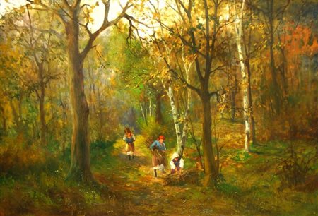 RODA LEONARDO Racconigi (CN) 1868 - 1933 "Pagina autunnale" 70x100 olio su...