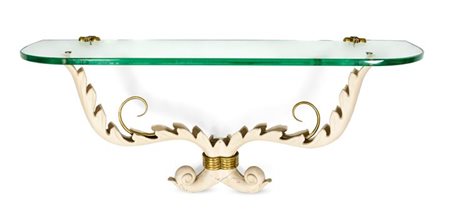 BUFFA PAOLO Console con struttura in ghisa laccata, ottone e piano in vetro...