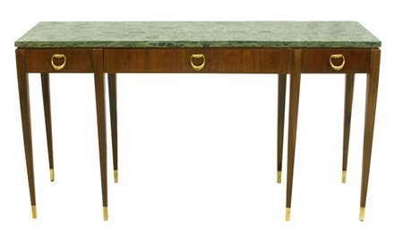BUFFA PAOLO Console in legno di palissandro, piano in marmo e puntali in...