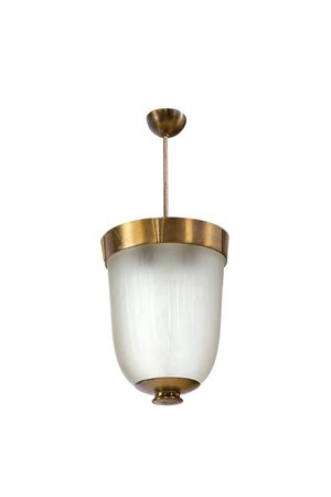 FONTANA ARTE (attribuito) Lampada a sospensione con struttura in ottone e...