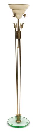 PRODUZIONE ITALIANA Lampada da terra con base in cristallo verde Nilo di...