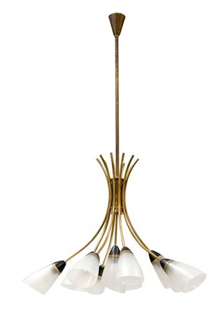 STILNOVO Lampada a sospensione in ottone e metallo laccato, diffusori in...