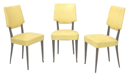 BORSANI OSVALDO (attribuito) Tre sedie con struttura in legno, sedili e...