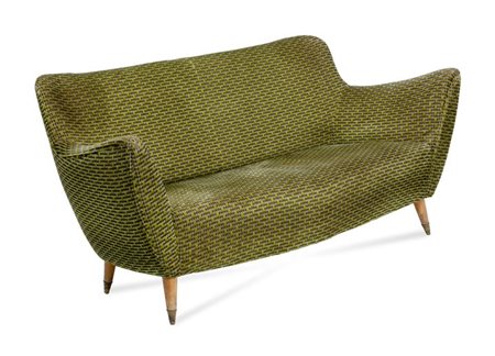 VERONESI GUGLIELMO (attribuito) Divano in tessuto imbottito e supporti in...