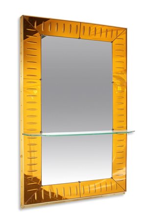 CRISTAL ART Specchiera con mensola, cornice in vetro specchiato colorato e...